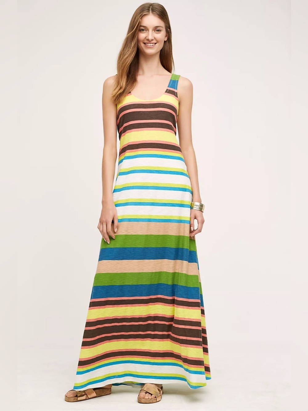 Anthropologie Plenty by Tracy Reese Spectrum Stripe Maxi Dress XS Sleeveless
